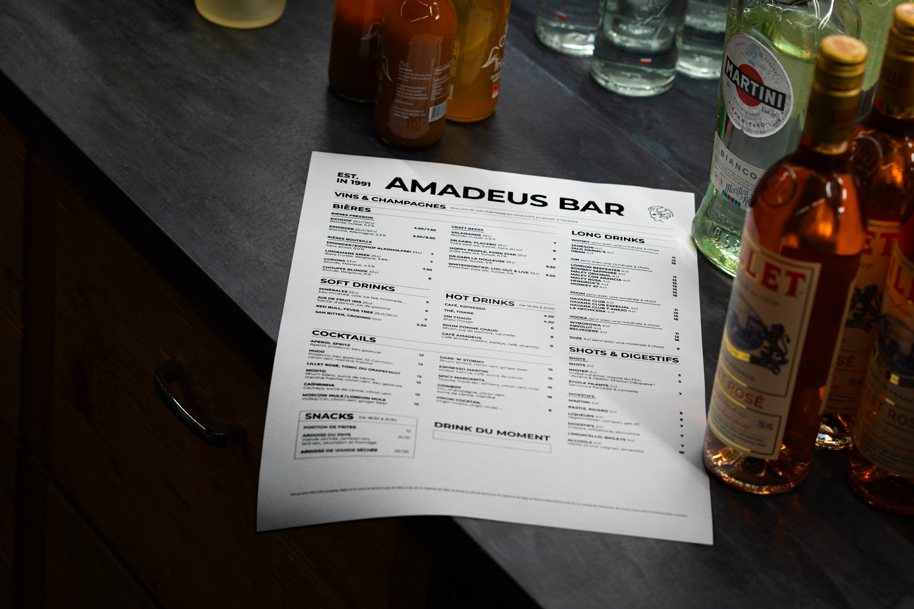 Carte de l'Amadeus Bar, réalisé par Calea