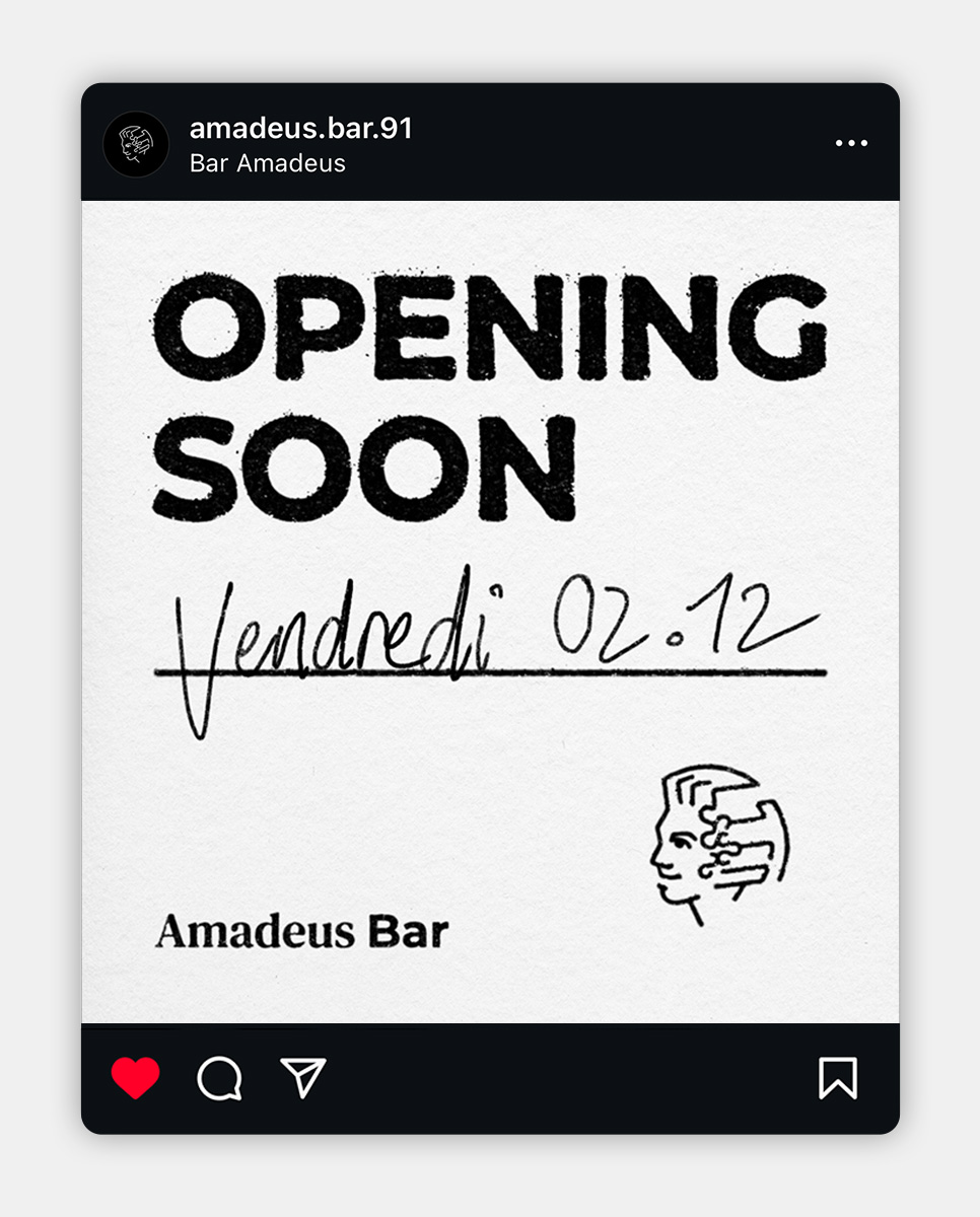 Post Instagram pour l'Amadeus Bar, réalisé par Calea