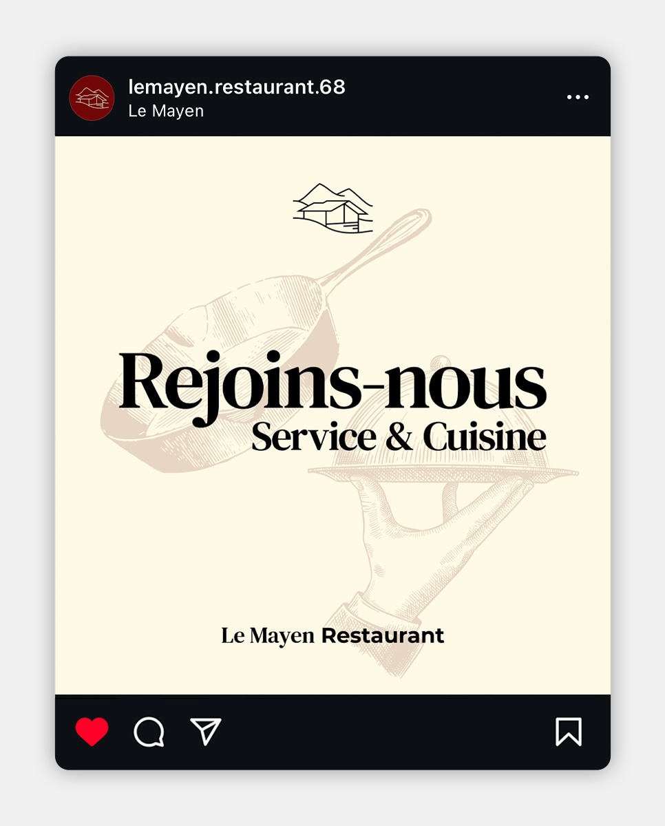 Post Instagram pour Le Mayen Restaurant, réalisé par Calea